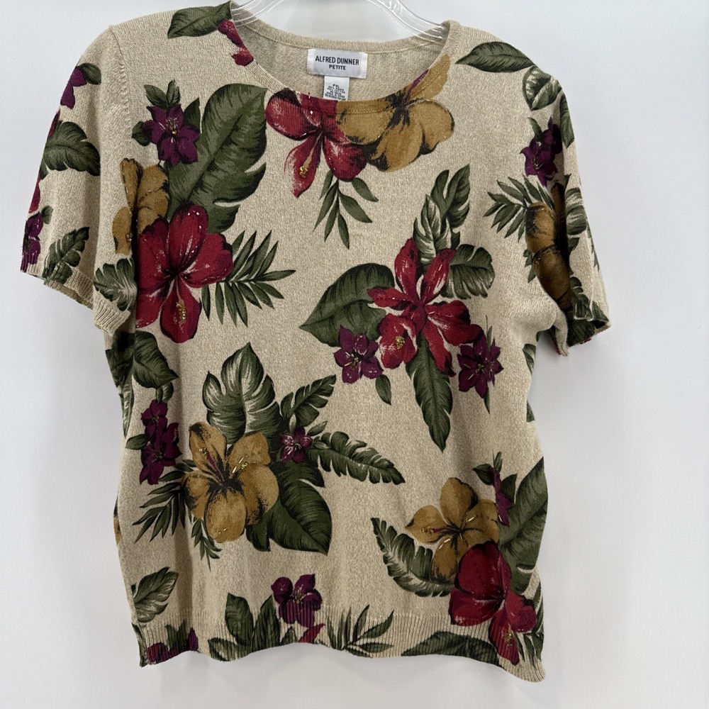 Alfred Dunner petite tropical print cotton blend size PXL‎ top.